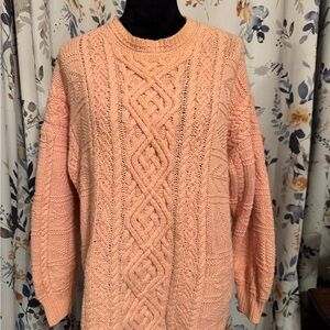 Forenza Size Large Peach Cable Knit Sweater